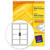 Avery 3427 Multi-Function Labels - 8 Labels per Sheet, White, 800 Labels Total for Organisation