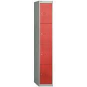 Bisley 4 Door Steel Locker Grey &amp; Red W305xD457xH1802mm 5 Year Warranty image
