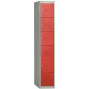 Bisley 6 Door Steel Locker Grey &amp; Red W305xD457xH1802mm 5 Year Warranty image