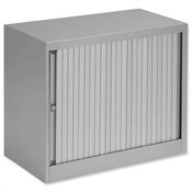 Bisley Desk High Tambour Door Cupboard W800mm Grey Frame &amp; Grey Shutters image