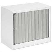 Bisley Desk High Tambour Door Cupboard W800mm White Frame &amp; Silver Shutters image