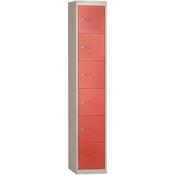 Bisley 6 Door Steel Locker Grey &amp; Red W305xD305xH1802mm 5 Year Warranty image
