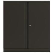 Bisley Two Door Steel Storage Cupboard Low 1000mm Cupboard with Shelf Black image