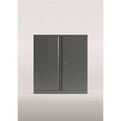 Bisley Two Door Steel Storage Cupboard Low 1000mm Cupboard with Shelf Silver image