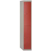 Bisley 2 Door Steel Locker Grey &amp; Red W305xD457xH1802mm 5 Year Warranty image