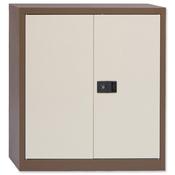 Bisley Storage Cupboard Steel 2-Door - W914xD400xH1000mm, Brown &amp; Cream, Height Adjustable, 1 Shelf, Three-Point Locking System, 40”, Steel-Made &amp; Warranty (E402A01 AV5AV6) image