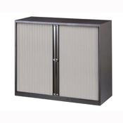 Bisley Black Tambour Cupboard 2 Shelves Width 1000mm Silver Shutters A4 Unit ET410/10/2S.SL arn image