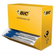 Bic Cristal Ballpoint Pen Clear Barrel Blue Pack 90 plus 10 FREE