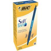 Bic SoftFeel Retractable Ballpoint Pen Blue Rubberised Barrel Pack 12 image