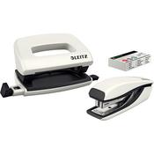 Leitz WOW Mini Stapler and Hole Punch Set Pearl White