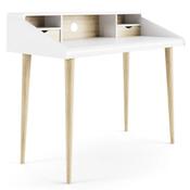 Yeovil Home Office Desk White &amp; Sonoma Oak with Raised Monitor Mount &amp; Two Drawers &amp; Shelves W1194xD584xH965mm image