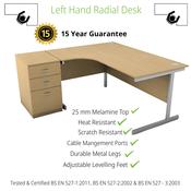Ashford 1600mm Left Hand Radial Corner Office Desk - Metal Leg With 3 Drawer Desk High Pedestal Beech Bundle Offer image