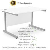 Office Desk Rectangular Silver Cantilever Legs W1200xD800xH725mm White Ashford image