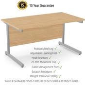 Office Desk Rectangular Silver Cantilever Legs W1400xD800xH725mm Beech Ashford image