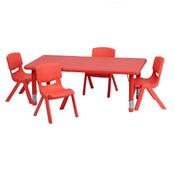 Height Adjustable Polyethylene Preschool Table Rectangular Red 400-600mm High YAY0012R