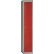 Bisley 1 Door Steel Locker Grey &amp; Red W305xD305xH1802mm 5 Year Warranty image