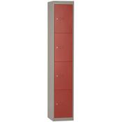 Bisley 4 Door Steel Locker Red &amp; Grey W305xD305xH1802mm 5 Year Warranty image