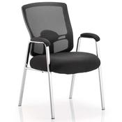 Portland Boardroom &amp; Visitor Straight Leg Chair Black Fabric Black Mesh Back With Arms image