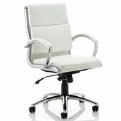 Classic Executive Office Chair - Medium Back - White Seat &amp; Back - Fixed Padded Arms - Chrome Base &amp; Accents image
