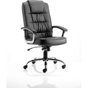 Moore Deluxe Executive Office Chair - Black Leather Back &amp; Seat - Fixed Padded Arms image