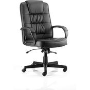 Moore Executive Office Chair - Black Leather Seat &amp; Back - Fixed Arms image