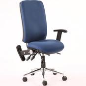 Chiro 24 Hour Task Operator Chair - High Back - Height Adjustable - Folding Arms - Blue - Adjustable Pump Up Lumbar - Weight Tolerance 150kg image