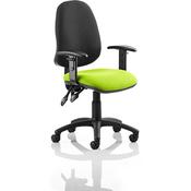 Eclipse II Lever Task Operator Office Chair With Height Adjustable Arms Black Back Swizzle Green Seat image