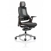 Zure Executive Chair Black Frame Charcoal Mesh With Headrest image