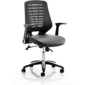 Relay Task Operator Office Chair Leather Seat Black Back With Arms image