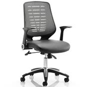 Relay Task Operator Office Chair Leather Seat Silver Back With Arms image