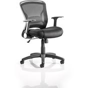 Zeus Task Operator Office Chair Black Fabric Black Mesh Back With Fold Up Arms image