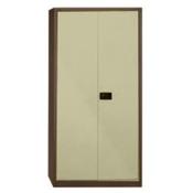 Bisley Coffee &amp; Cream Stationary Cupboard Supplied With 3 Black Filing Shelves H1806xW914xD400mm - 5-Year Warranty, Already Assembled, Magnetic Door Catch &amp; Two-Point Locking System