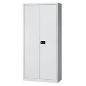Bisley Grey Stationary Cupboard Supplied With 4 Black Filing Shelves H1950xW914xD400mm - 5-Year Warranty, Already Assembled, Magnetic Door Catch &amp; Two-Point Locking System image