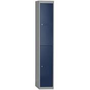 Bisley 2 Door Steel Locker Goose Grey &amp; Blue W305xD305xH1802mm 5 Year Warranty image
