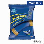 Sellotape Original Golden Sticky Tapes, 24mm x 50m (Pack of 6) - Strong Adhesive Tape for General Use image