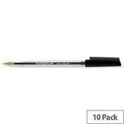 Staedtler 430 Stick Ball Pen Medium 1.0mm Tip 0.35mm Line Black Ref 430M-9 [Pack 10]