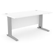 Cantilever Office Desk Rectangular With Silver Cable Managed Leg W1600xD800xH725mm White Komo image