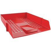 Q-Connect Plastic Letter Tray, Red (Ref KF10055) - Sturdy and Stylish Tray for Office Desk Organisation image