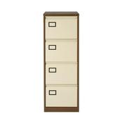 Bisley 4 Drawer Filing Cabinet Brown &amp; Cream with Central Lock - 35kg Drawer Capacity - W470xD622xH1321mm - 5 Years Warranty image