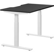 LEAP Electric Dual Motor Height Adjustable Rectangular Sit Stand Desk Dual Purpose Reversible Scallop Top W1200xD700xH620-1270mm Graphite Top White Frame 10 Year Warranty image
