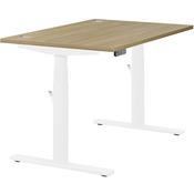 LEAP Electric Dual Motor Height Adjustable Rectangular Sit Stand Desk Portal Top W1200xD800xH620-1270mm Urban Oak Top White Frame 10 Year Warranty image