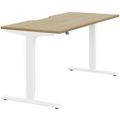 Zoom Electric Dual Motor Height Adjustable Sit Stand Office Desk Dual Purpose Reversible Scallop Top W1600xD700xH685-1185mm Urban oak Top White Frame 10 Year Warranty image