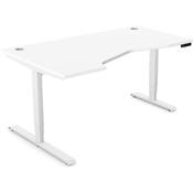 LEAP Electric Dual Motor Height Adjustable Ergonomic Shaped Left Hand K Top Sit Stand Desk W1600xD1000xH620-1270mm White Top White Frame 10 Year Warranty image