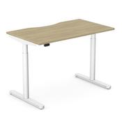 RoundE Electric Dual Motor Height Adjustable Rectangular Home Office Sit Stand Desk Dual Purpose Scallop Top W1600xD800xH650-1150mm Urban Oak Top White Frame 10 Year Warranty image