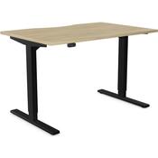 Zoom Electric Dual Motor Height Adjustable Sit Stand Office Desk Dual Purpose Reversible Scallop Top W1200xD800xH685-1185mm Urban Oak Top Black Frame 10 Year Warranty image