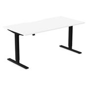 Zoom Electric Dual Motor Height Adjustable Sit Stand Office Desk Dual Purpose Reversible Scallop Top W1600xD800xH685-1185mm White Top Black Frame 10 Year Warranty image