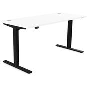 Zoom Electric Dual Motor Height Adjustable Sit Stand Office Desk Portal Top W1600xD700xH685-1185mm White Top Black Frame 10 Year Warranty image