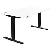Zoom Electric Dual Motor Height Adjustable Sit Stand Office Desk Portal Top W1600xD800xH685-1185mm White Top Black Frame 10 Year Warranty image