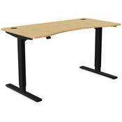 Zoom Electric Dual Motor Height Adjustable Curved Sit Stand Desk Portal Top W1400xD700xH680-1180mm Natural Light Bamboo Top Black Frame 10 Year Warranty image