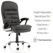 Ontario Executive Chair Ergonomic - High Padded Back - Padded Arms - Chrome Frame - Black image